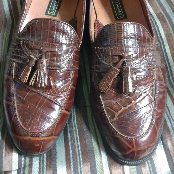 ❤️Mens STACY ADAMS Genuine Snake Tassled Loafers Shoes Sz 12 M main image 5